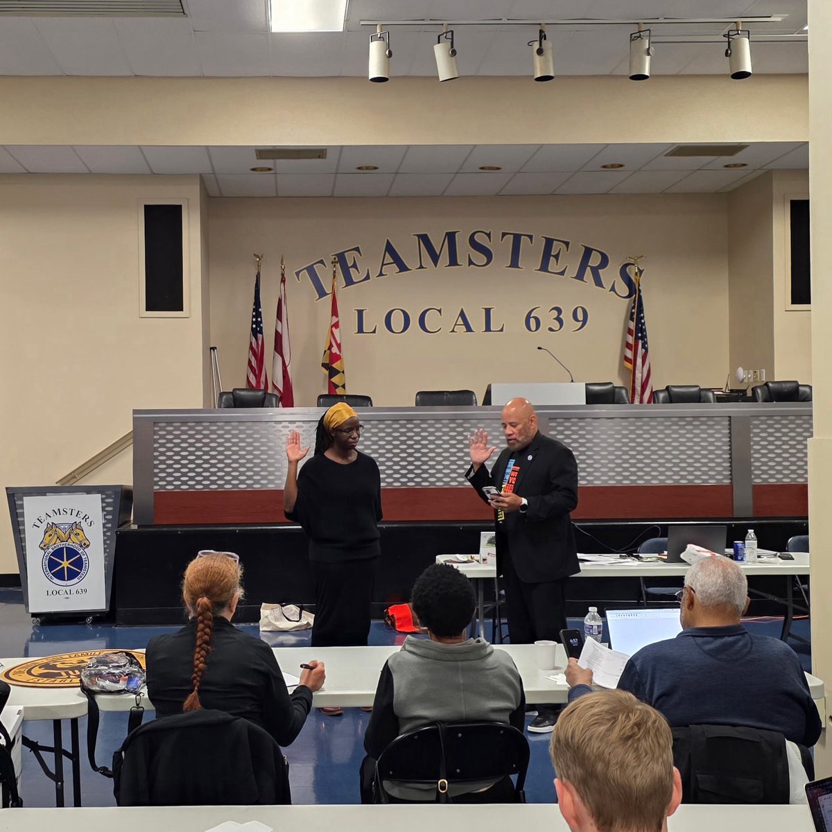 DCLabor's tweet photo. Congratulations and welcome to the Metropolitan Washington Council's newest delegate: Marokey Sawo from IFPTE 70 - NPEU, sworn in at our September delegates meeting. Thank you for your service to a united labor movement in our region. We are looking forward to working with you! https://t.co/0uO0ATvzXc