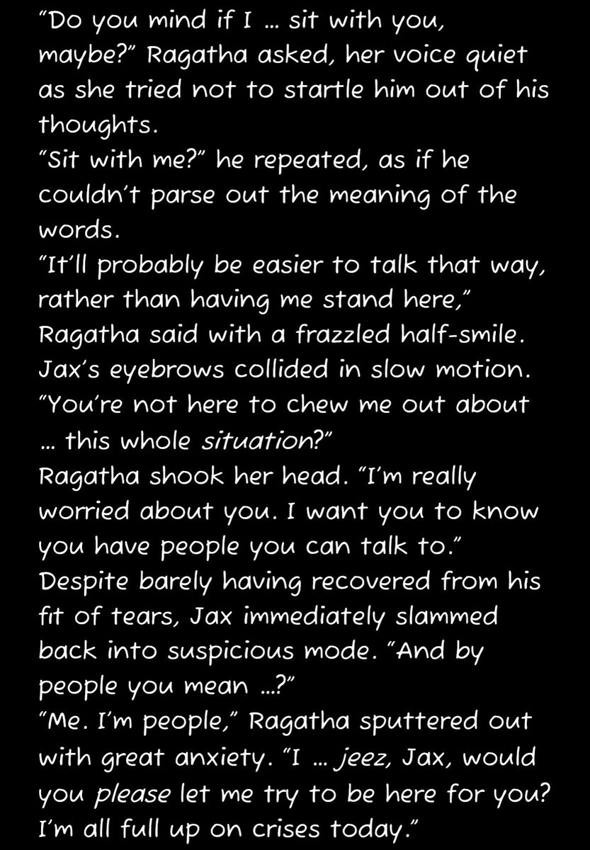 bunsmithing's tweet photo. I’ve had bits of the next chapter of Mutually Assured Destruction written for a while, which has meant lots of re-writes to bring the characterization into alignment.

Anyways. Here’s this. Try not to think too much about why Jax is suddenly our perspective character.

#tadc https://t.co/0qQgeKJ1ob