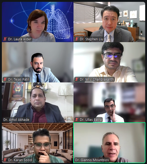 StephenVLiu's tweet photo. Rapid fire discussion on #WCLC26 with global oncology colleagues Drs. @LauraAlderMD @TejasPatilMD @ChandrakanthMv @QuantumOnc @ullas_batra @g_mountzios led by @SuyogCancer - always appreciate the different perspectives everyone brings to the emerging data. https://t.co/Tf2y5zonWi
