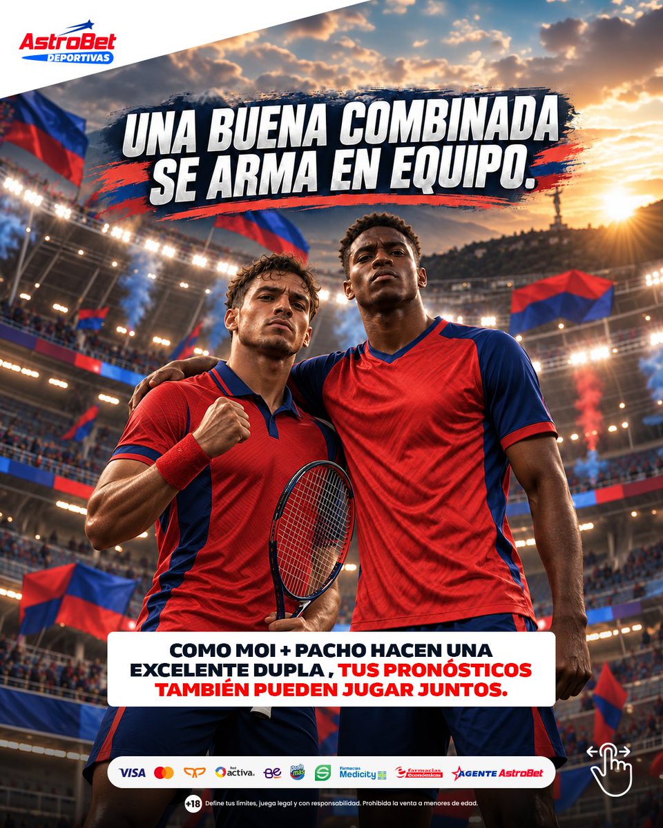 AstrobetOficial's tweet photo. ⚽ Cuando hay varios partidazos, ¿por qué quedarte con uno? Arma tu combinada, junta tus pronósticos y juega todos tus partidos en una sola. 👀
En #Astrobet ganan todos los ecuatorianos. 🇪🇨
#Ecuador #Ecuavoley #LigaColombiana https://t.co/myLUqxAk9b