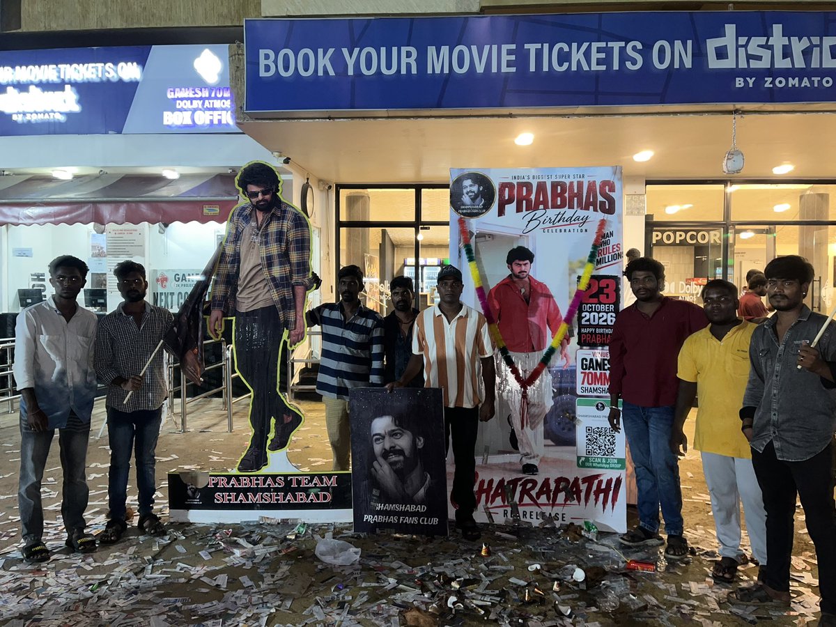 fans_pra's tweet photo. Shamshabad Ganesh Theatre today, Chhatrapati Post launch and previous birthday celebrations @Chatrapati Movie https://t.co/V2w7Qt2rES