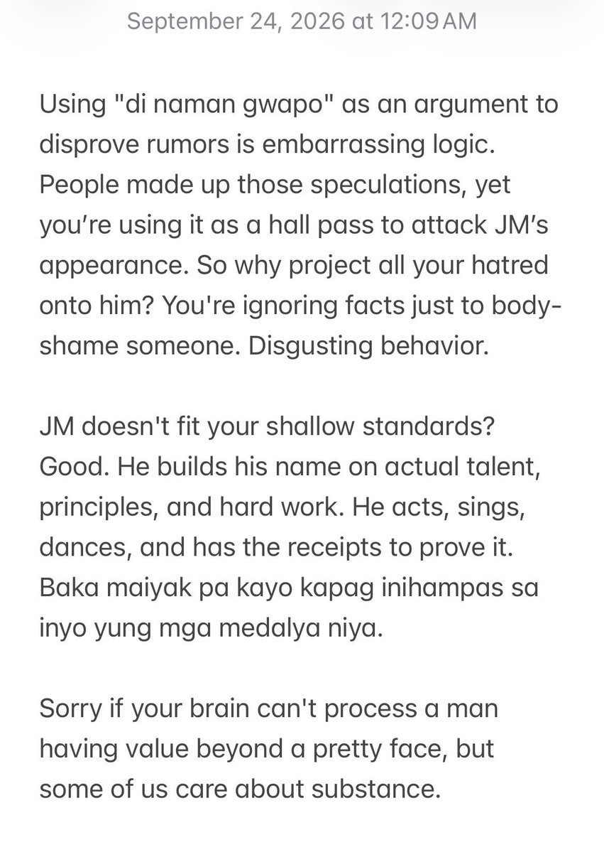 icedwhiteemocha's tweet photo. Palibhasa, ang standard niyo sa "gwapo" is bare minimum: kahit walang utak, kahit cheater, at kahit walang accountability, ipagtatanggol niyo basta type niyo. Trash behavior with trash standards. https://t.co/DiD4zwedaa