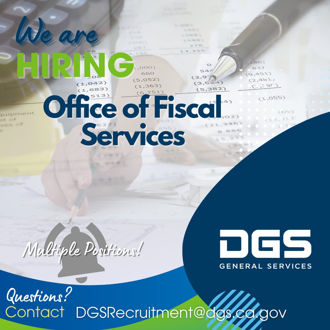 CalifDGS's tweet photo. The Office of Fiscal Services (OFS) at DGS is excited to announce new opportunities to join our team!

https://t.co/uQdHwsjwpo

https://t.co/bt6xVyIuvX

https://t.co/4zRHBxZASf

https://t.co/pK9fEGBf6j

https://t.co/rWWE5LE1Pq https://t.co/wEtqE7R3Wo