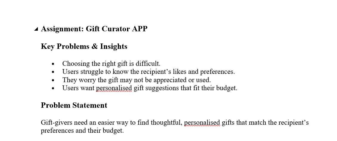 mercilicious28's tweet photo. For my @Tsacademy Assignment, I created a user flow and low-fidelity wireframe for a gift curation app. I started with user research to understand gift-giving pain points and design around real user needs. Open to feedback! 

#UIUXDesign #Figma #TSAcademy #DesignJourney https://t.co/GEQc8r48FC