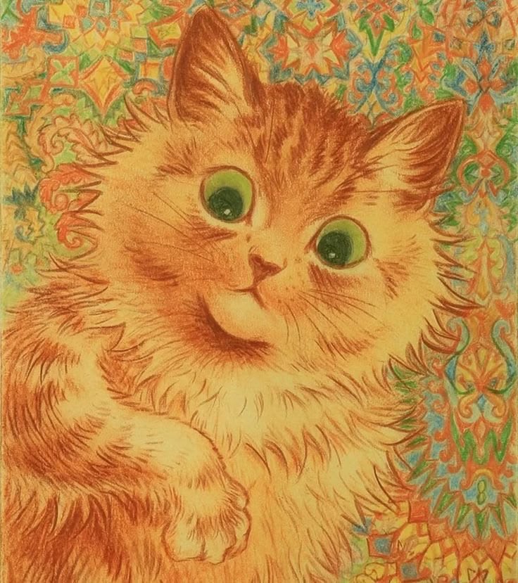 judeykat's tweet photo. louis wain is my favorite artist. he wasn't ever wealthy, he sold his paintings extremely cheap and used the money he got to support his mother, five sisters, and donating to stray cat charities. :) https://t.co/GFrOfWCL8b
