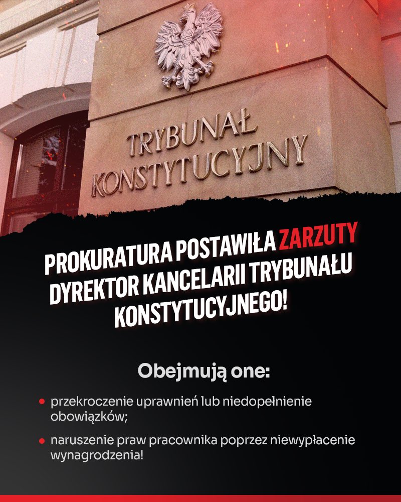 Obywatelska_KO's tweet photo. W państwie prawa nie ma miejsca na blokowanie pracy legalnie wybranych sędziów TK❗️ 

Prokuratura postawiła zarzuty dyrektor Kancelarii Trybunału Konstytucyjnego! https://t.co/h273SkhwKy