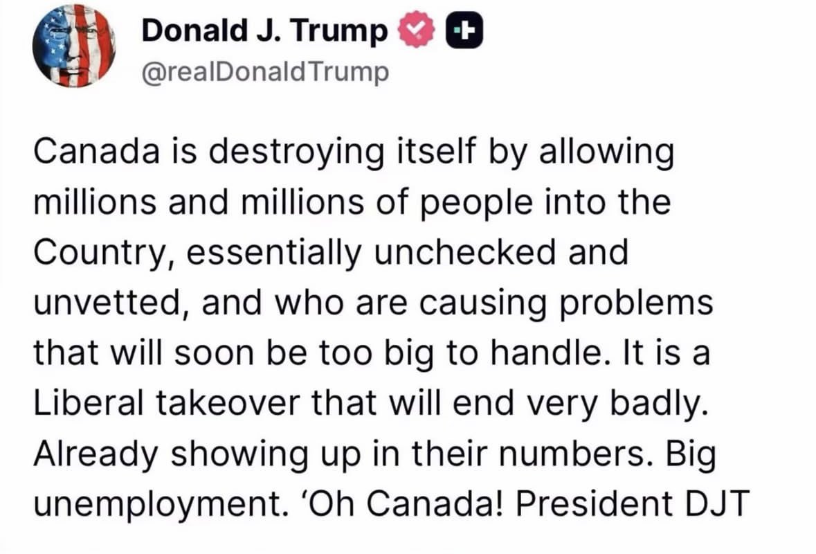 JackDan110's tweet photo. President TRUMP isn’t wrong. 

Canada is cooked! https://t.co/rR8rTDcj2d