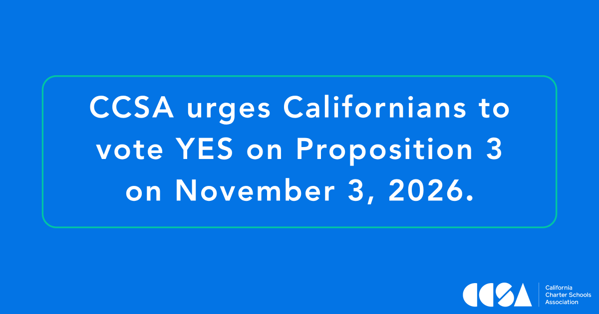 CALcharters's tweet photo. California’s public schools need stable funding to support student success.

CCSA endorses Proposition 3 on the November ballot, a statewide measure that would preserve billions of dollars annually for public schools and essential services.

Full press release → https://t.co/uLTS0kigpz