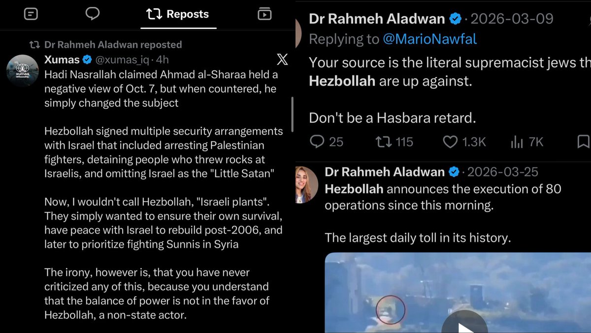 resist_truth's tweet photo. Dr. Retard is now amplifying anti-Hezbollah propaganda after grifting off Lebanese Shias and Shias in general for two years. Despite the false accusations that Hezbollah prioritized fighting Sunnis in Syria (if that were the case, they would have launched the war on Idlib, not Israel, in 2023), the terrorist groups they fought were sending car bombs and rockets into Lebanon, killing Lebanese Army soldiers, and carrying out terrorist attacks inside the country.

Also, it is usually the Lebanese Army that arrests Palestinian and Lebanese cells because, most of the time, their pipe rockets do not even make it over the border and instead land on farms and the homes of Lebanese civilians. The identities, affiliations, and motives of these individuals were often unknown, and Hezbollah and Lebanese Shias would face the consequences of such acts.