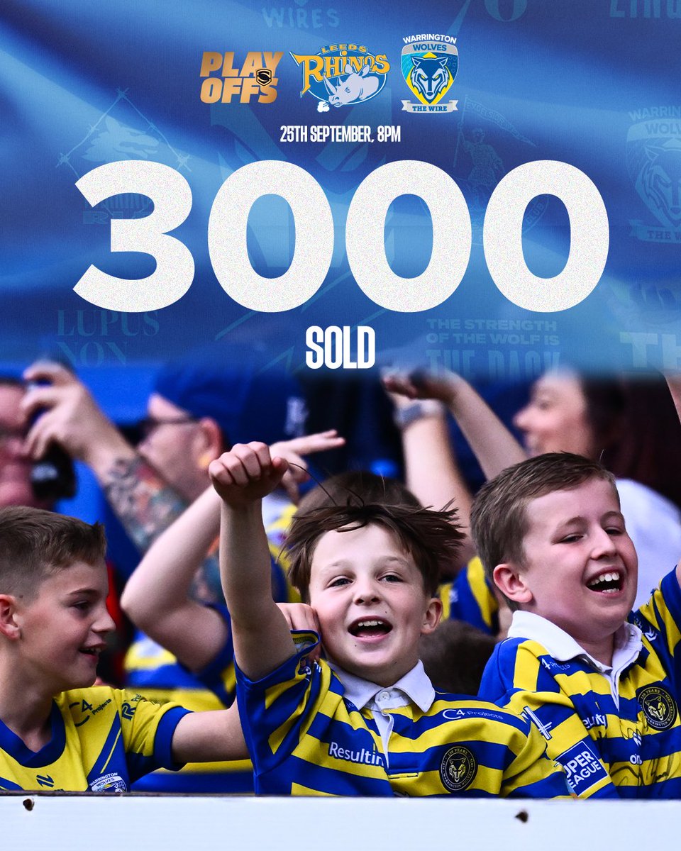 WarringtonRLFC's tweet photo. 400 tickets remain 🚨

Over 3,000 Wire faithful are heading to Headingley on Friday. Let’s make it an atmosphere to remember 🐺

Get your ticket now before they’re gone! 🎟️ https://t.co/0TEHBS8FQX https://t.co/rmOUj9CfIA