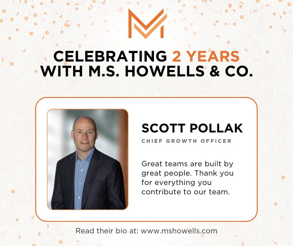 mshowells's tweet photo. Happy 2nd anniversary, Scott Pollak! Great teams are built by great people. Thank you for everything you contribute to our team.

#teamappreciation #workanniversary #msh https://t.co/FgZVsDeM9e