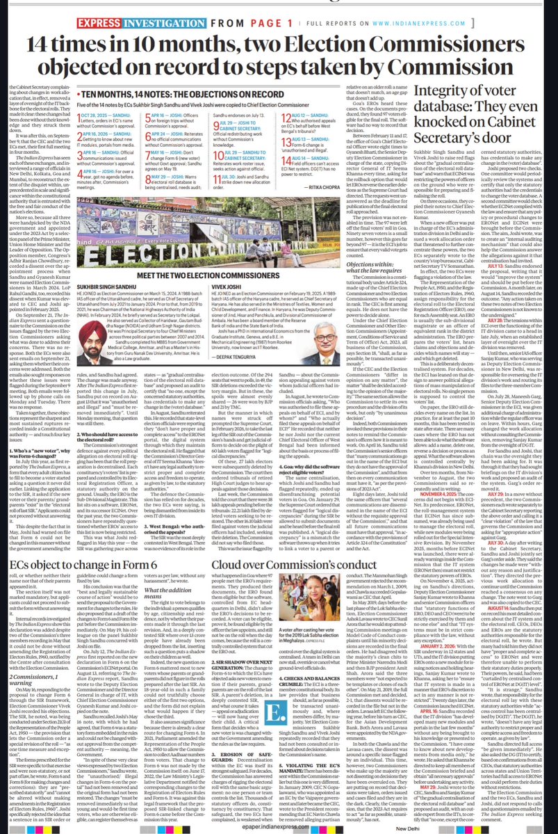 ASTRALAWACADEMY's tweet photo. Election Commission &amp; Electoral Rolls 

14 objections in 10 months 
 a closer look at electoral rolls, SIR, Form 6 and institutional accountability within the Election Commission.

Source ; The Indian Express 

#ECI
#Electioncommission
#Electrolrolls https://t.co/wueONjyWd2