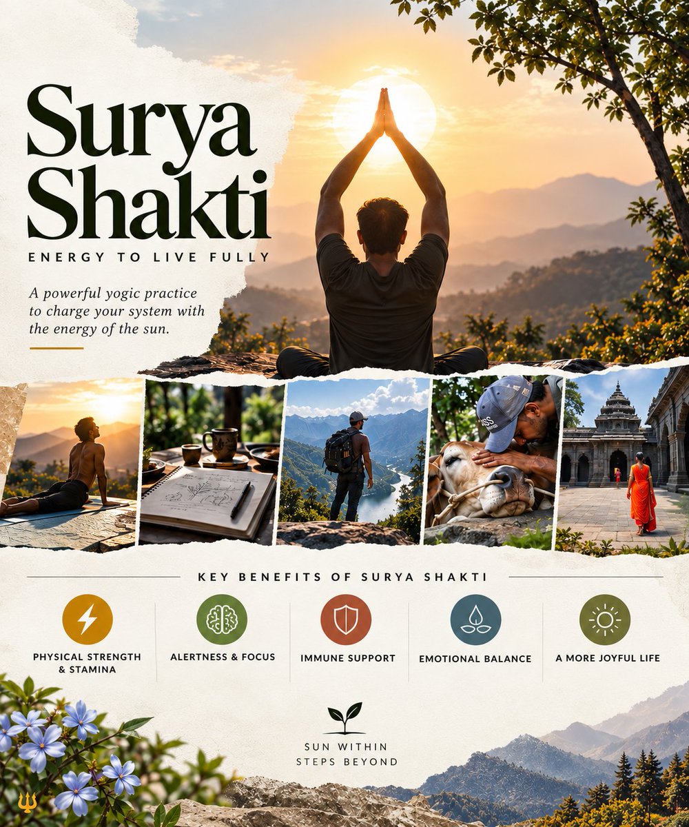 LiveBeforeLater's tweet photo. We don’t need energy only for workouts.
We need it to work, travel, create, help others, spend time with family—and still feel alive at the end of the day. ☀️

That’s what makes me curious about Surya Shakti: building a body that supports the life you want to live.
#Yoga https://t.co/o9ugqqNR3O