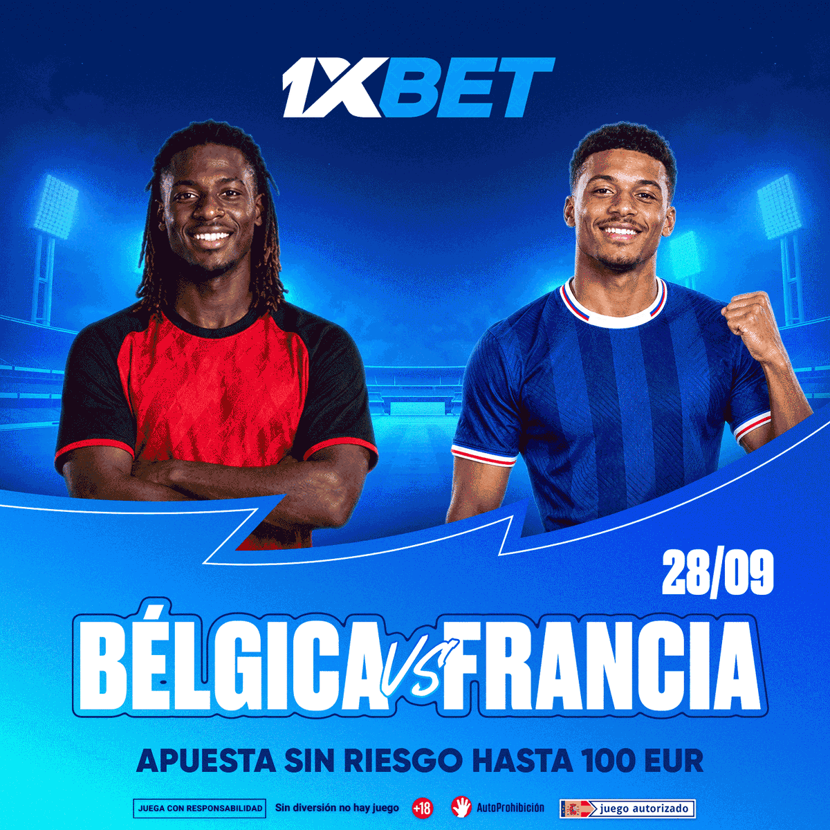 Vegasfera's tweet photo. 🇧🇪 Bélgica–Francia 🇫🇷

1xBet tiene activa una Apuesta sin riesgo de hasta 100 € para el partido del 28/09.

👉 Disponible para España. Enlace en respuesta a este tuit.

Publicidad | +18 | Juega con responsabilidad. Consulta condiciones. https://t.co/6lhfRo0ZCT