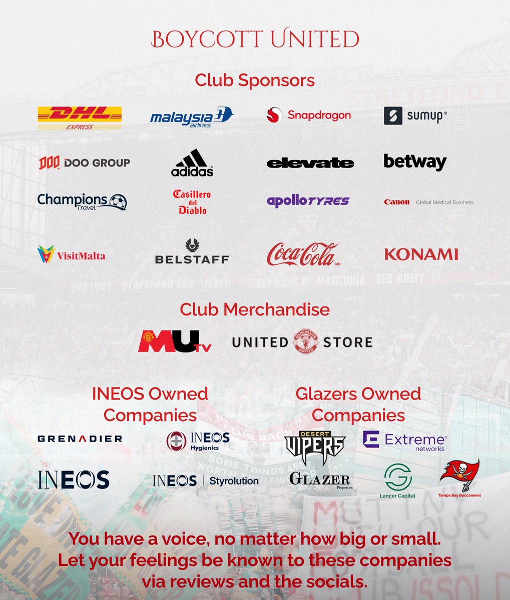 theskilled_1's tweet photo. Boycott #INEOS and #GLAZERS..#FANSUNITED #MANUNITED. https://t.co/1wsr7XP9fs