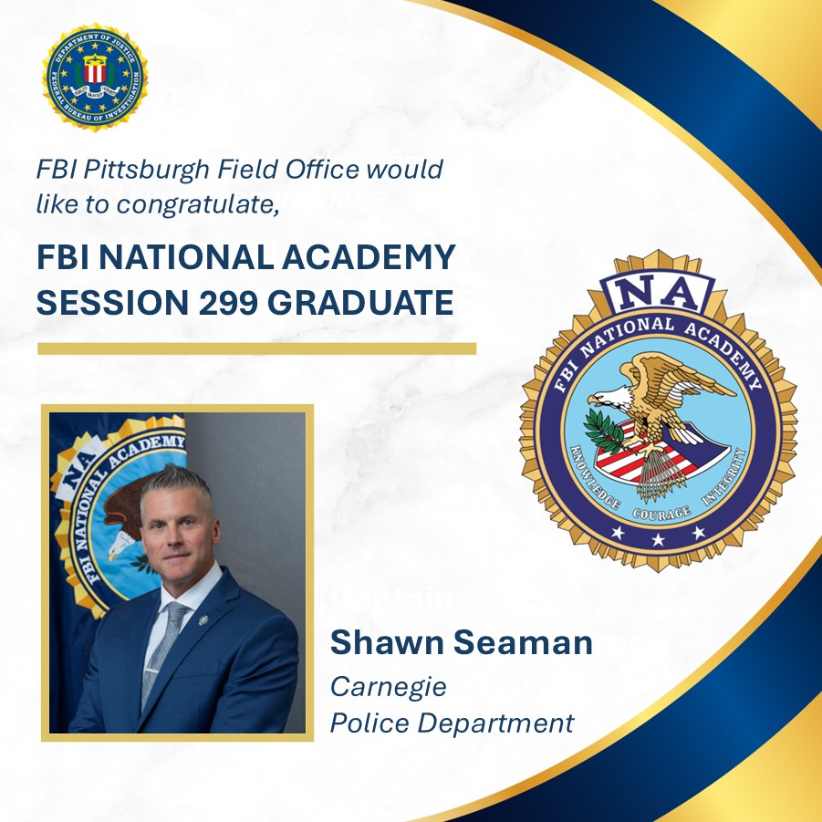 FBIPittsburgh's tweet photo. Congratulations to all of the graduates from the FBI National Academy Session 299. All of us at #FBI Pittsburgh wish you the best in your law enforcement career! https://t.co/q8zXx5RtiU