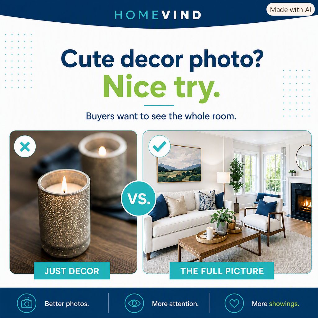 HomeVind's tweet photo. Cute decor pics don’t sell homes — full rooms do. Show the space, not just the stuff. https://t.co/9raOSJu8zL #listingphotos #realestatephotography #homeprep #realestatetips #realestateadvertising #FSBO #ForSaleByOwner #HomeSellingTips #SellYourHome #ReallEstate #realestateagent https://t.co/HnMs3hxemI