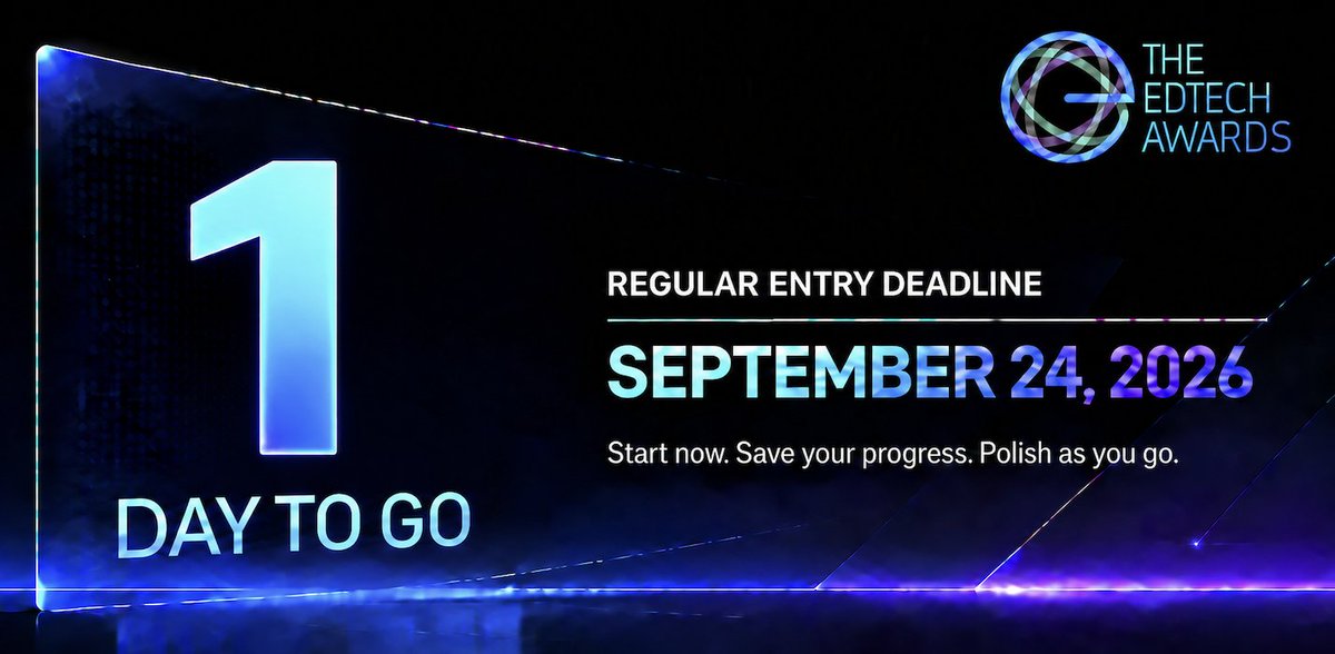 edtechdigest's tweet photo. One day to go -- you can do this!

Submit by September 24 at 10 p.m. Eastern to secure the Regular Entry rate (then continue refining through October 15).

Keep going. Stay visible. Be recognized.

Enter here: https://t.co/8oqsVJTPQ2 https://t.co/cqdfu3PUIR