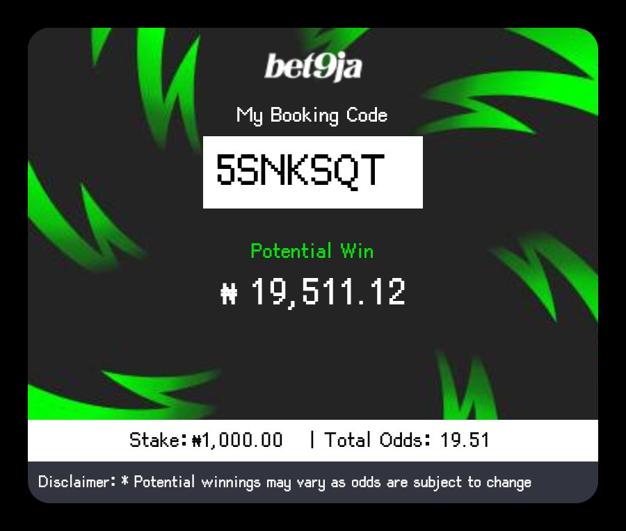 BETODDSMASTE's tweet photo. #bet9jaCodes 5SNKSQT https://t.co/Wabwkv4tSL