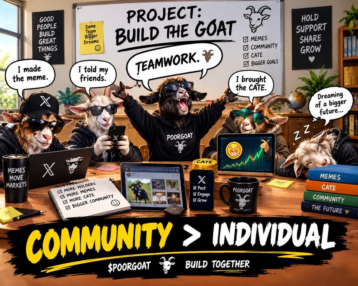 THEPOORGOAT's tweet photo. Every great community starts with a few people who decide to build. 

Then the herd grows.

POORGOAT is a community project.

#POORGOAT #CATE https://t.co/1sSR1U6dCM
