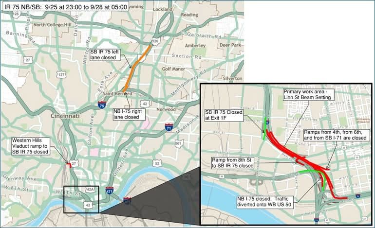 CintiRRH's tweet photo. This Saturday, September 26, customers who would typically travel on I-75 to visit us will need to find another route. Or we're open tomorrow from 12-6 if you need to squeeze in a recycling run before the weekend! https://t.co/nRfUjsKkD7 https://t.co/X6OZPcvtfO