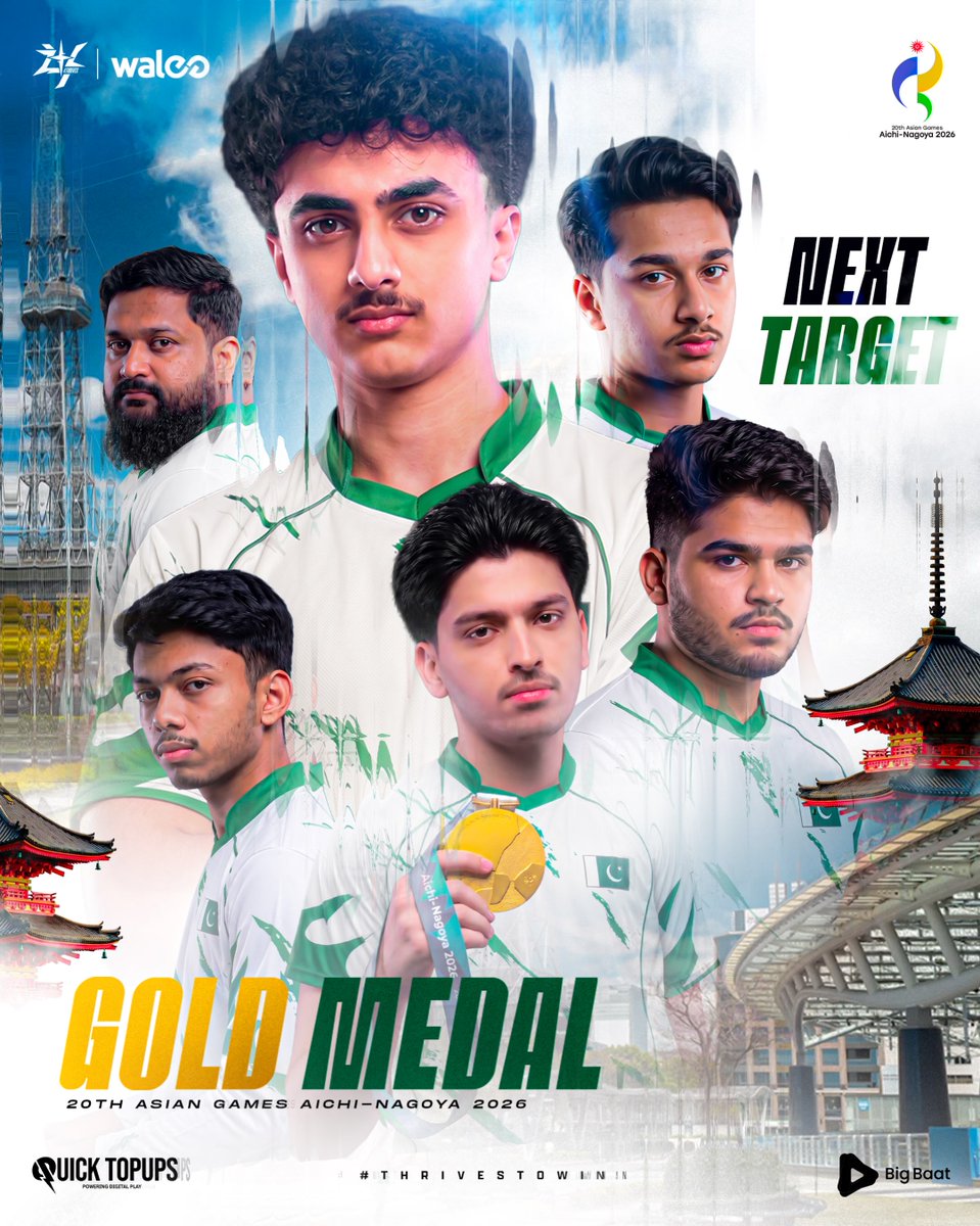 Muneeb313_'s tweet photo. Pakistan's talented PUBG Mobile team 4Thrives eyes GOLD MEDAL at Asian Games 2026! 🇵🇰⌛️✨ https://t.co/zUJRCP6PQC