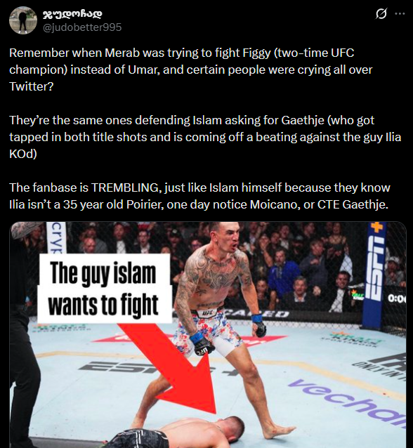 big38gohawkem's tweet photo. Tweets that didnt age well pt. 3

this fool was clowning Islam for mentioning Gaethje

A year later, Topuria fought an even older Justin and got his face smashed 😭😂😂

Now this coward is gone because he couldn’t handle the heat 

We will expose them one by one https://t.co/EYFn1XvRxs
