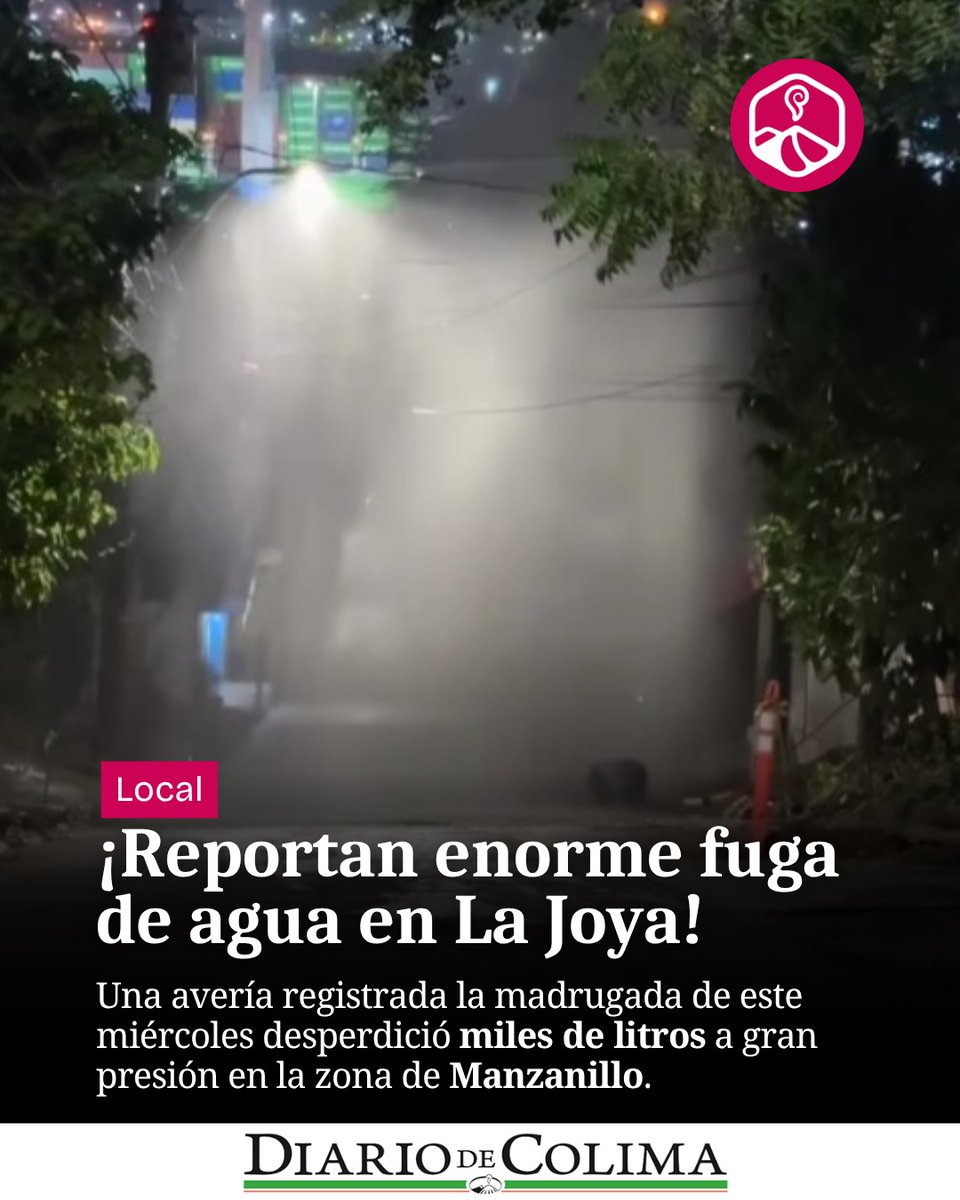 Diario_deColima's tweet photo. 🚨 REGISTRAN ENORME FUGA DE AGUA EN LA JOYA, MANZANILLO
El desperdicio a gran presión ocurrió la madrugada de este miércoles. Vecinos urgieron el arribo de personal de Capdam 🚰💥.
#Manzanillo #Colima #Capdam #DenunciaCiudadana #DiarioDeColima https://t.co/qHg37534ai