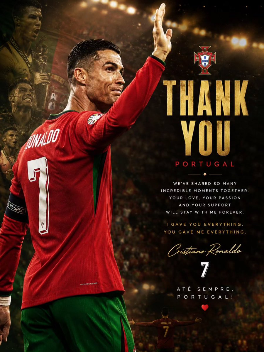 ReginaldFeak's tweet photo. Goodbye, Cristiano. From Madeira’s streets to football legend, you made the game entertaining and lovable. Scoring in six World Cups is remarkable. Though the title eluded you, your legacy, love, and success endure. Thank you for the memories, CR7. https://t.co/uKL2zssuES