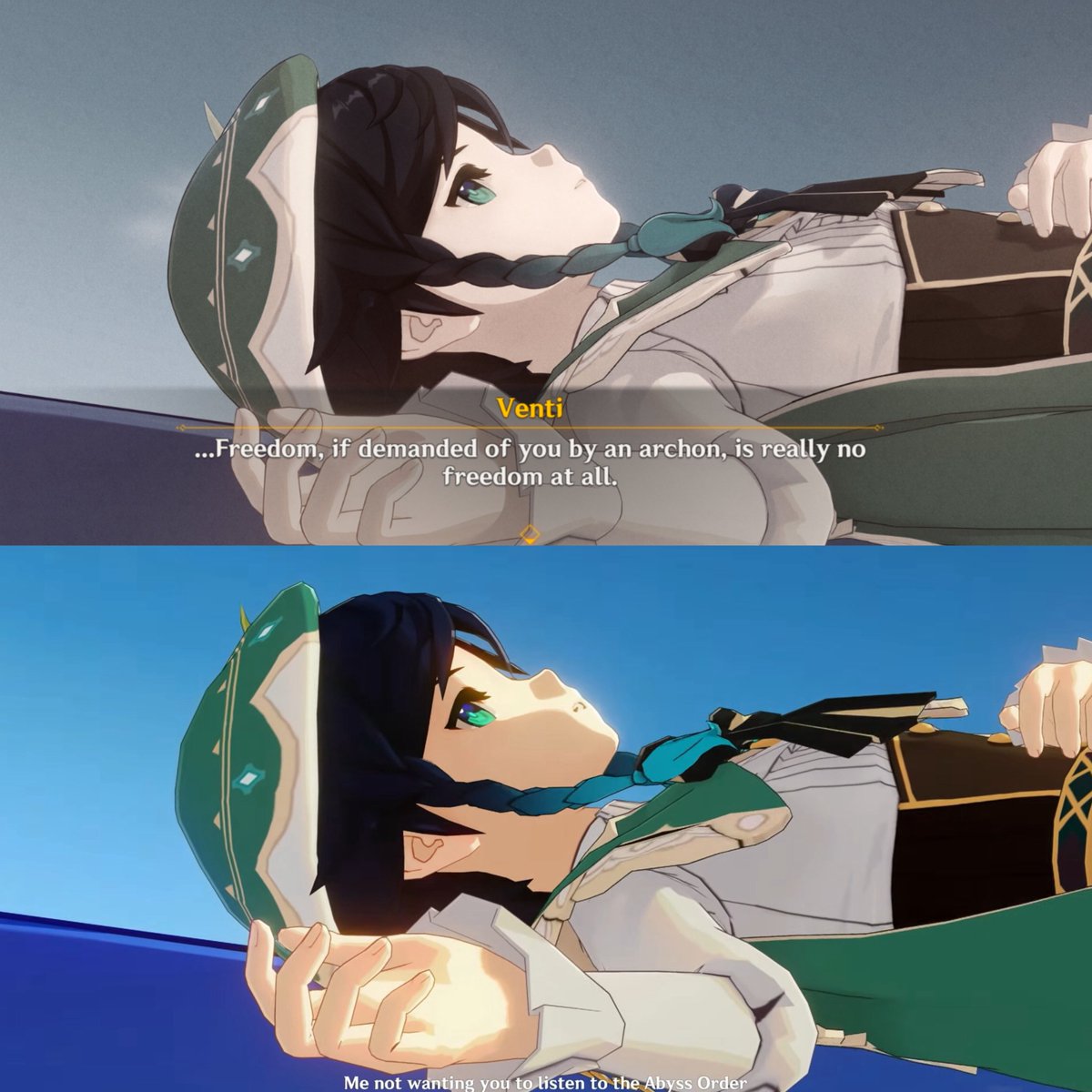 700kdpr's tweet photo. fun fact, they tweaked venti's model in venti's flashback scene in new archon quest ! https://t.co/jm7KFHEaS3