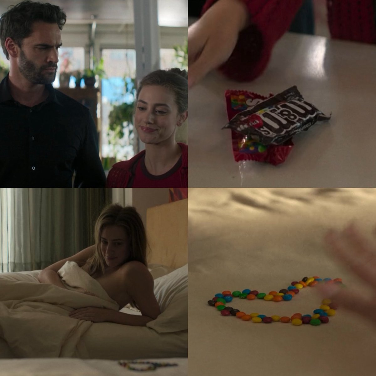 alicxss's tweet photo. sao esses tipos de detalhes que encantam e o adam fazendo coraçao de m&amp;ms pra olive foi lindo 😭 https://t.co/gham0IY6mc