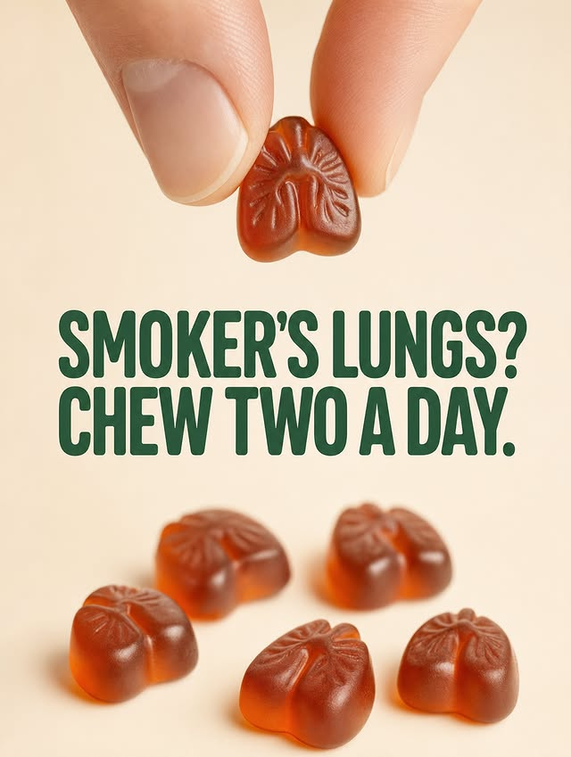 cortex_adbrain's tweet photo. if you're a creative strategist, this is what a complete ad looks like in under 10 words

no disclaimer, no feature list, no before/after

just an accusation and a prescription

"smoker's lungs? chew two a day" works because it sounds exactly like a doctor who's done explaining himself — that bluntness borrows authority without earning it, and it works anyway

the product shape is doing equal work: when your gummy looks like the problem it solves, you don't need a single line of body copy

dark humor for a guilt-adjacent audience will always outperform aspirational messaging — it says 'we're not judging you' faster than any tagline could

steal this: embed the usage instruction in the headline — it removes friction, acts as a CTA, and makes the copy feel confident instead of desperate

follow for one of these every day