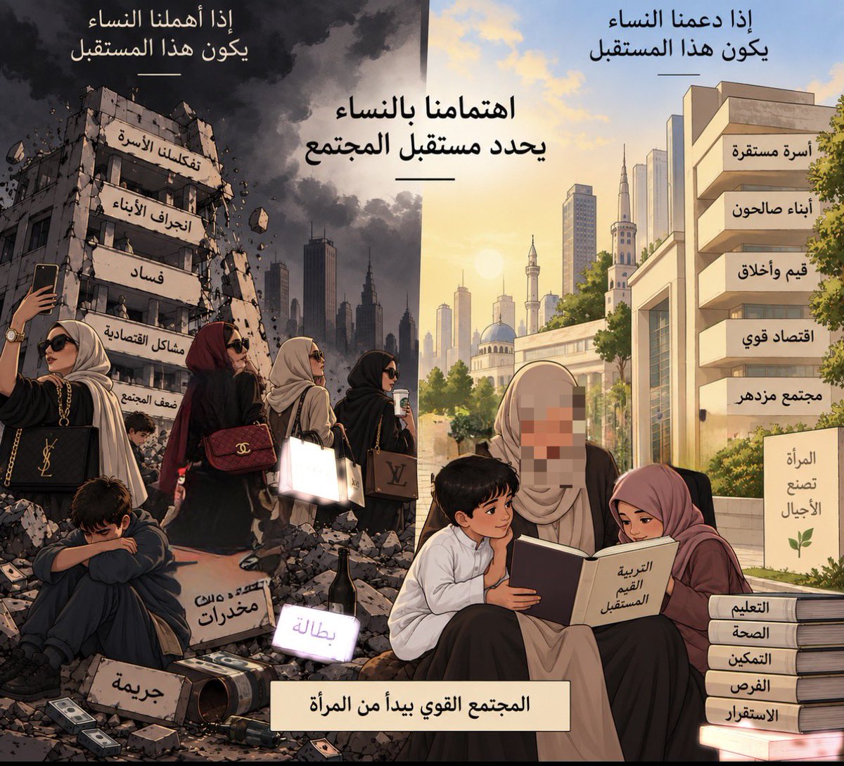TrueDirection22's tweet photo. @ksa1389ksa مكملين لكن لسنا منافسين، الرجال يبنون الحاضر والنساء ينشون الجيل القادم. تطور المجتمع ما يصير بانك حضرتي اجتماع مع رجال، التطور يحدث عندما يلتزم الشخص دوره في المجتمع https://t.co/gRR9tQDpQ6