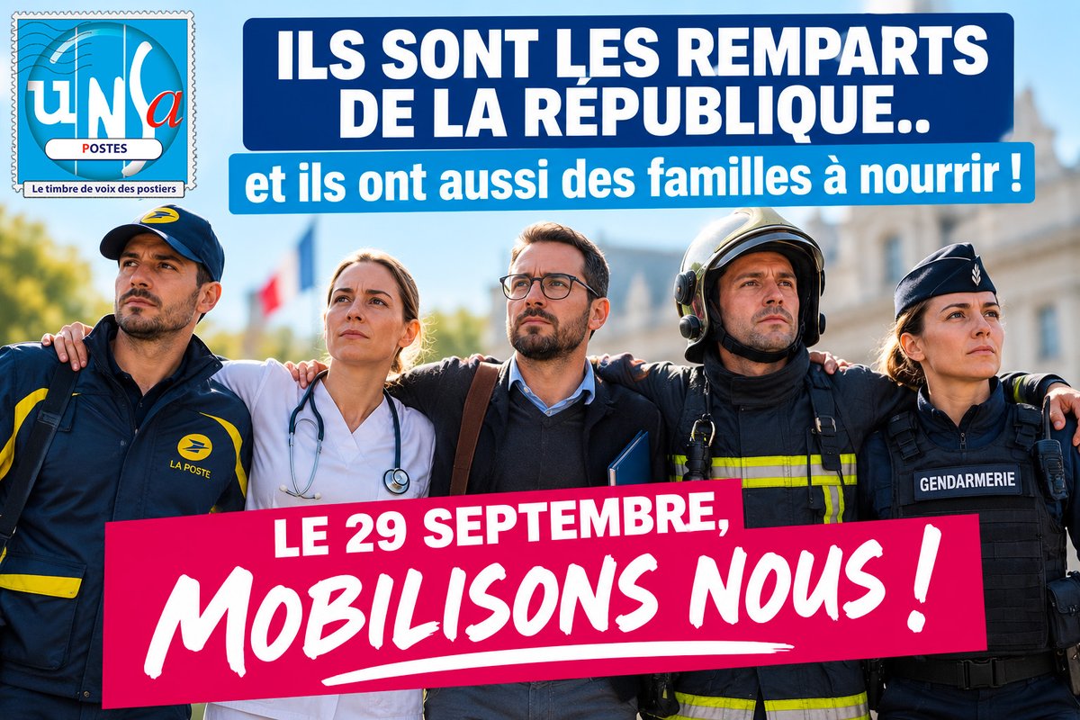 unsapostes_off's tweet photo. Tous mobilisés le 29 Septembre Prochain !
Retrouvez le communiqué intersyndical en cliquant ici :https://t.co/NXZmelskQA https://t.co/JnxytjZuKS