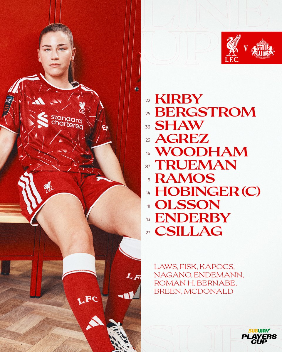 LiverpoolFCW's tweet photo. The Reds to take on Sunderland in the Subway Players Cup 🔴 https://t.co/Q62Fncny8t