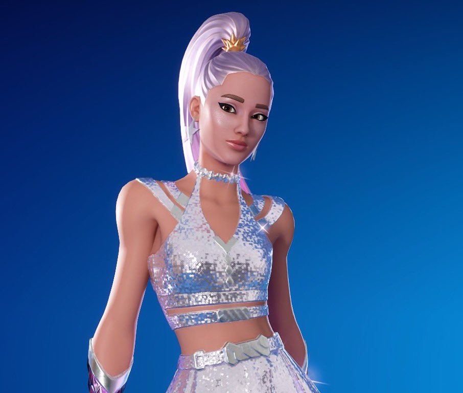 buffys's tweet photo. it’s sad that we never got a proper accurate ariana grande fortnite collab and everyone else did 😭 https://t.co/I8zhFH5fLV