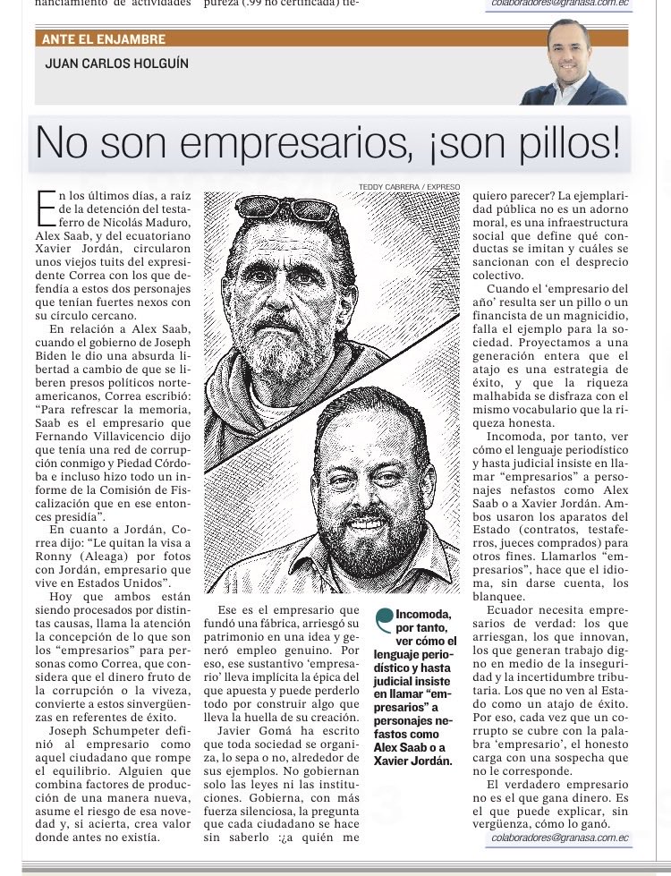 Polificcion's tweet photo. Columna de @juancaholguin ayer en @Expresoec. Las cosas por su nombre. Como debe ser. https://t.co/dtr2X60NJs
