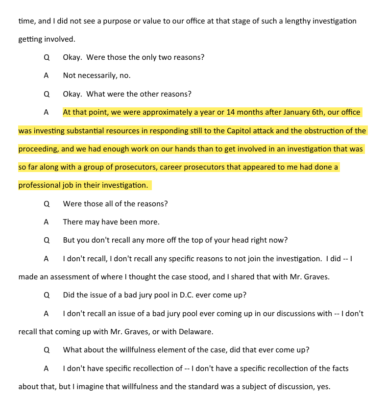 julie_kelly2's tweet photo. Cooney also said he concurred with the decision by DC US Attorney Matthew Graves--a former Biden campaign advisor appointed by Biden in 2021 to the powerful role--not to partner with Special Counsel David Weiss in the investigation into Hunter Biden for tax crimes.

One reason? Too many DOJ resources were being spent on Jan 6 at the time 😂