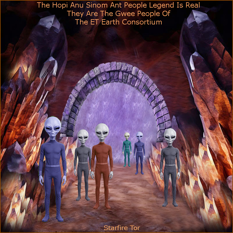 StarfireTor's tweet photo. The 5 Hint Connection & Real ET-UFO Disclosure
The Hopi Anu Sinom Ant People Legend Is Real
Ant People Are The Gwee ETEC People aka Small Greys
The Hopi Knowledge Of The 5 Worlds Is Real
Vol Shaday ET Reptilian Infestation, Younger Dryas & More
September 23, 2026

This is the super something wonderful report, that I’ve been leading up to, with the 5 connected hints that I gave you. Yes, it involves the legend of the Ant People and how they and others saved the Hopi ancestors from disasters on the Earth’s surface. The legends are very real, which is what I’m going to reveal. This includes the 5 worlds. It’s important that you know how important this Hopi legend is, and what it means that large pieces of the legend’s history has been preserved over thousands of years.

Beyond what you learn in this report, Pigtail Gurl and I will be going deeper into the info in our upcoming ET-UFO disclosure mini-series – plus a whole lot more.

The info, that I’m revealing to you about the Hopi legends, was taught to me in ET School. If you don’t know what ET School is, you can find out by scrolling to what I have pinned at the top of my page. It’s a miniseries called ‘An Authentic ET-Human-Angel Speaks’. It’s within the podcast “The Time Chronicles” with myself and Pigtail Gurl as co-hosts and co-producers. Watch the mini-series episodes in order. You’ll understand more about why I’m such a know-it-all when it comes to real ET-UFO disclosure.

I’ve written and talked about real ET-UFO disclosure for decades. But it’s only been since May 2023 that Pigtail Gurl and I revealed my true ET bioengineered background and very unusual life. Once this was out in the open, I was free to share information that I dared not share before. After all, how could I possibly explain how I knew things without the source of my info. BTW: My Core Matrix, and time related discoveries and research, is all me. It was not taught in ET School. Perhaps it would have been had I been there longer. But alas, after years of ET School, I was eventually cast out into the Human world without a fare-thee-well. So were my classmates. I still search for them.

So, whether you like it or not, here I am. I have no interest in joining up with and supporting ET-UFO disclosure claims that I know to be false claims. Nor do I have any interest in joining up with and supporting ET-UFO belief systems that I know to be based on false info and ideologies. I’m here to tell it the way things actually are. In that endeavor, to some, I am a spoiler. But, I’m also someone who understands how a lot of these nonsense ET-UFO ideas got started and keep on attracting more and more Humans. These science fiction versions, of ETs and their craft, touch on something very real inside of Humans. It’s this real knowing that gets these Humans to gravitate to and attach their identities to the nonsense ET-UFO claims.

Because, I understand the root of the attraction, it is my hope that I can build a bridge of real knowledge that allows these same people to learn what is really going on. There is power in the truth that I hold. All I want to do is give you a chance at that same power, Crossing the bridge, into the world of real ET-UFO knowledge, doesn’t make a Human less powerful in the identity or personal power department. It makes a Human more powerful in every way. Just keep that in mind.

What I want you to learn is that the ancestral Hopi Ant People legend, along with their ancestors being taken underground and being kept safe by the Ant People, is a true story handed down over thousands of years. The Hopi are the direct genetic descendants of those who actually were taken underground by what are called the Ant People. If you actually read, the entire Ant People story, hopefully from something that doesn’t pull in New Age and other ideas that don’t belong. Learn about the time of the Younger Dryas. This matches up to when the Hopi say their ancestors were rescued by the Ant People … who happen to be the Gwee group of people who are part of the ET Earth Consortium. I talk about and write about them a lot. This includes the Gwee, who some Humans called the small Greys.

In the attached image, that I created for this report, I am showing you what the Gwee look like in a part of the underground world in which they – as members of the ET Earth Consortium - prepared to house the Hopi ancestors in the thousands. These Hopi ancestors include the Clovis people and the ancient Puebloans. Before them, there is a connection to a big migration out of Siberia, Asia, and East Asia. It’s all very fascinating real history.

If you learn the story of the Ant people, and you recall what I have taught you about how the ET Earth Consortium bioengineered modern Humans and terraformed the Earth and the Moon, you will note that the Hopi legend has that info included. It’s in their own way of putting it, but it’s as obvious to me as can be. Due to my teaching, it should be obvious to you too – now that I’m pointing it out. Look how the legend talks about the Warrior Twins altering the land with their special powers. That’s a description of terraforming. Look how the legend talks about the Spider Woman-Grandmother creating life from clay and her own saliva aka genetics. There’s even something in the legend about Humans with open and closed brain gates. Among their ancestors, people were chosen to be rescued based on whether they were connected to, or cut off from, the ‘source’.

Lastly, there are the 5 worlds that the Hopi inherited knowledge about. Those 5 worlds are the real deal, from the Hopi ancestors point of view. If you read about these 5 worlds, you should be able to line them up with the Vol Shaday ET Reptilian’s Earth infestation and how they used comet/asteroid pieces to do it. These cosmic bits caused mayhem on Earth’s surface including fire, water, and ice. I’ve showed you many images of this when I’ve talked about the Vol Shaday ET Rep’s Earth infestation and the good ET vs evil ET wars.

Also: My 5 hints alluded to the 5 worlds scenario. That was a really big bonus hint within the hints. Sadly, no one got it. Oh well, I enjoyed creating those hints anyway. After reading this, scroll down my page and have a look at those hints again. Plus read the comment sections. Hindsight is a good teacher too.

Many times I’ve showed you that there is more than one kind of small Grey ET. There are the Gwee, who are caring, compassionate, and Gwee of all trades within the ET Earth Consortium. Then there are the Vol Gwee, The word/sound ‘vol’ means evil. The Vol Gwee are the soulless cloned minions of the Vol Shaday ET Reptilians. These are the soulless ETs that are running a soul harvesting operation on Earth for the past 11,000 to 15,000 years. In terms of the Earth’s age, and how long life has been on this planet, that’s a very short time in which to do as much damage as they have done.

This includes their re-writing Earth’s Proper Matrix code with a bizarre False Matrix code that allowed them to re-wire the way Humans think, feel, and act. Fortunately, several years ago the False Matrix was overwritten with the Earth’s Proper Matrix code and actual Earth reality is making a comeback. But we are far from the working Proper Matrix code correction that we need with open brain gates in good working order. There are still Human minions, backed by the hidden Vol Shaday ET Reptilians, that think that they can put the False Matrix over-write code back the way they had it. This is why there has been such a coordinated uptick in False Matrix blarney. It won’t stop until the people of planet Earth choose to support and anchor the Earth’s Proper Matrix for good.