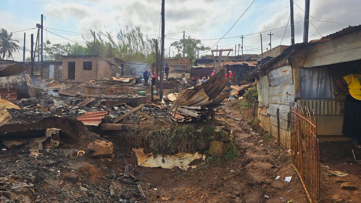 JacintaNgobese's tweet photo. This is Swapo in PMB where 20 Informal settlements burnt down, the owner of all of these informal houses is a foreigner and he was making people pay rent to live there! Of the 20 people renting to him only one was a South African and the rest were all illegal foreigners… Now imagine the entire community is made up of non-South Africans and in the not so distant future this will be our reality and a very normal one ‼️‼️‼️ Cry the Beloved Country