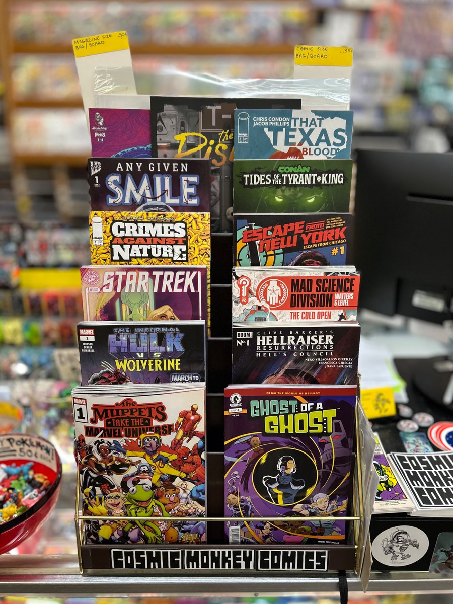 cosmicmonkey's tweet photo. Here we go again! #ncbd with staff picks, trades and GNs galore and Justin’s pick of the week. Come get some at 11am, peeps! #comics https://t.co/lt8SguirCd