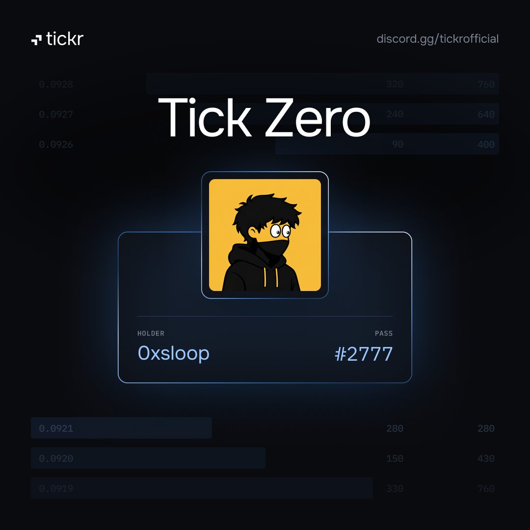 0xSloop's tweet photo. Early alpha is live @Tickr_co

Tick Zero is the highest role right now. I’m in. 

> Join Discord: https://t.co/Buu1nVq09c

> Complete simple tasks.

> Paste your QRT link in the Discord task channel.

> Claim the Tick Zero role. https://t.co/F80M3I5Xf0