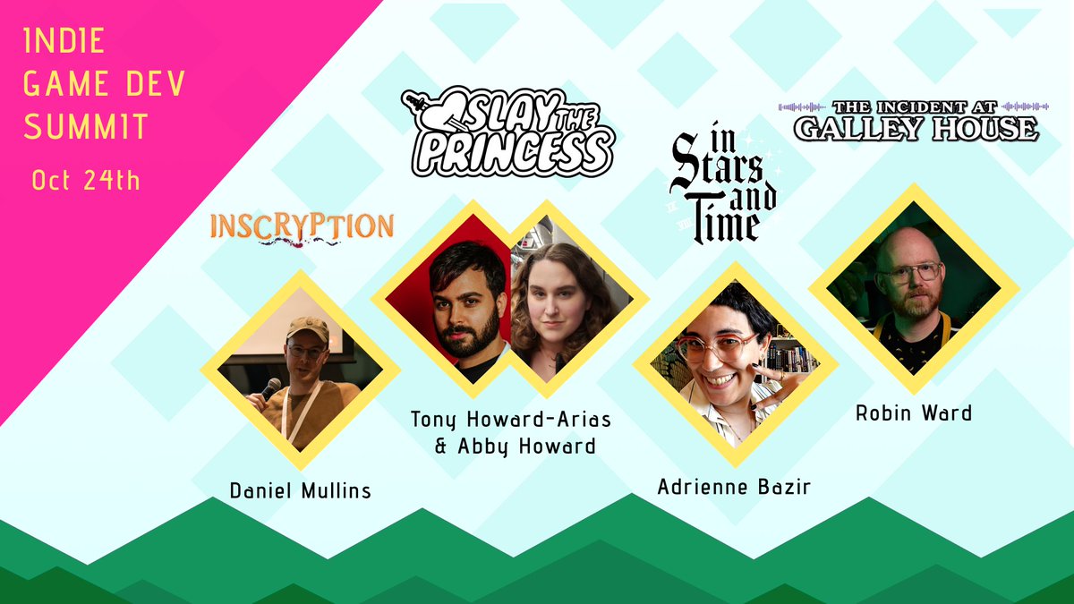 busgamedevs's tweet photo. Revealing a new Indie Game Dev speaker event in TORONTO!

Presentations and Q&amp;As with the creators of:
💾 Inscryption
🗡️ Slay the Princess
🌟 In Stars and Time
🔎 The Incident at Galley House

Tickets are just $10 for this fantastic lineup on Oct 24!

RT's are very appreciated! https://t.co/EgdKJsRSll