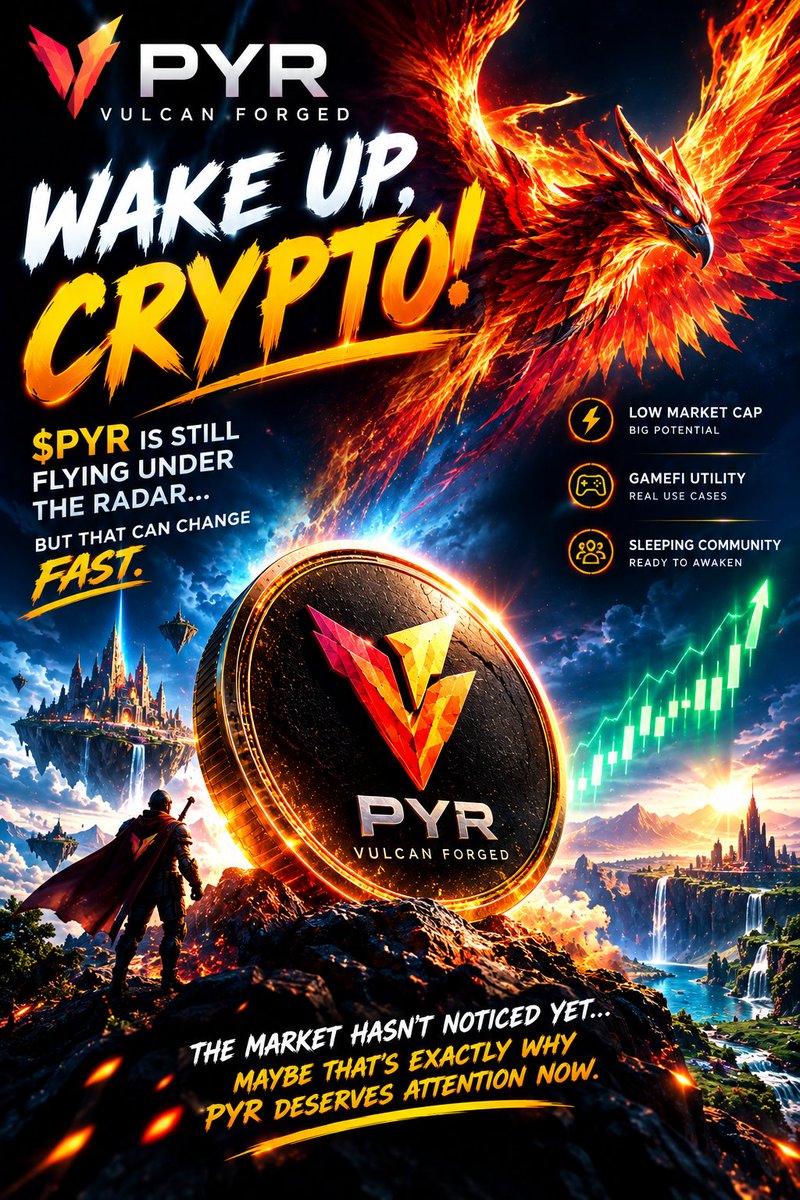 Umut092016's tweet photo. @Emreislek 🚨 WAKE UP, CRYPTO! 👀🔥

$PYR is still flying under the radar… but that can change FAST.
Low-cap energy + GameFi utility + a sleeping community = 💥🚀

The market hasn’t noticed yet.
Maybe that’s exactly why PYR deserves attention NOW. ⚡

#PYR #VulcanForged https://t.co/8eaISBBdRt