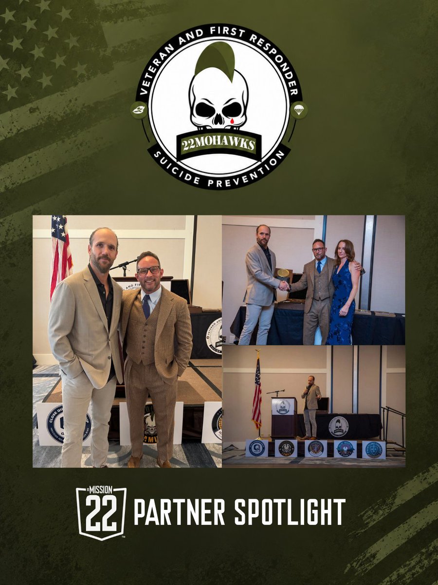 Mission22's tweet photo. Before 22Mohawks was an organization, it was a fundraiser for Mission 22. $100 for every mohawk posted.
That idea became a nonprofit.
Last weekend they presented Magnus with their Godfather of Veteran Suicide Prevention Award.
Thank you, 22Mohawks.
#Mission22 #22Mohawks https://t.co/UMQVn9Ck9S