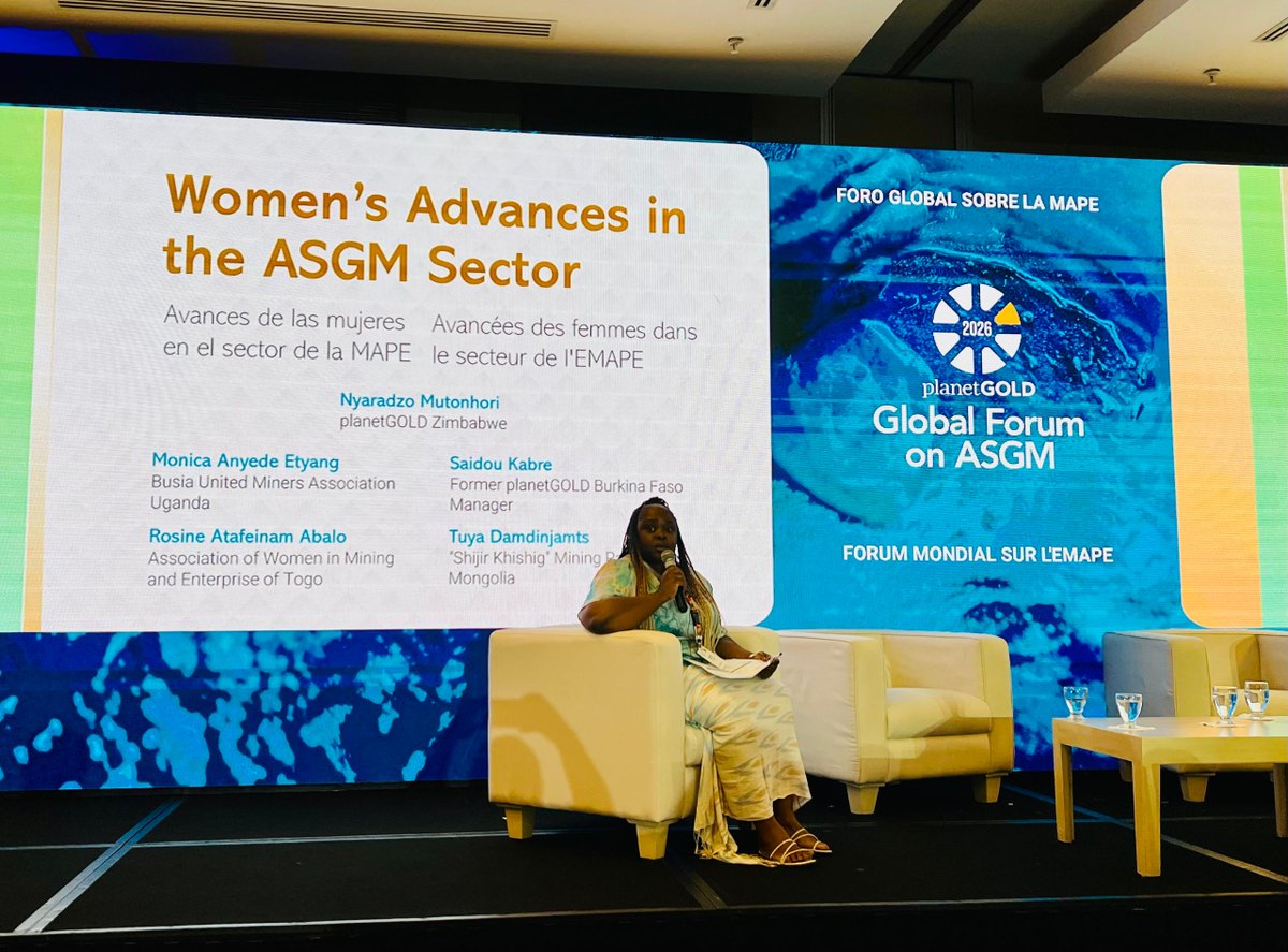 planetGOLD_UG's tweet photo. Amplifying women voices in ASGM! Monica, a miner from Busia District,  joined a panel discussion on advancing women’s participation in the ASGM sector.
She highlighted challenges women miners face, including limited access to finance calling on financial institutions for support. https://t.co/4meYxaVWr2