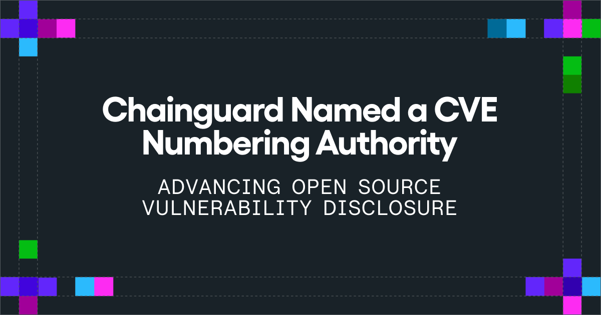chainguard_dev's tweet photo. 📣 Chainguard is officially a CVE Numbering Authority 📣

Frontier AI models are finding latent bugs in widely used open source software that scanners and years of expert review couldn't detect.

The Common Vulnerabilities and Exposures (CVE®) Program has authorized Chainguard to assign CVEs for vulnerabilities processed through Athena, our coalition to protect open source from AI attacks. That means organizations and open source maintainers can more easily assess their exposure, reduce false positives, and take action on the fixes coming out of Athena.

Learn more: https://t.co/EP0mRXsI77
