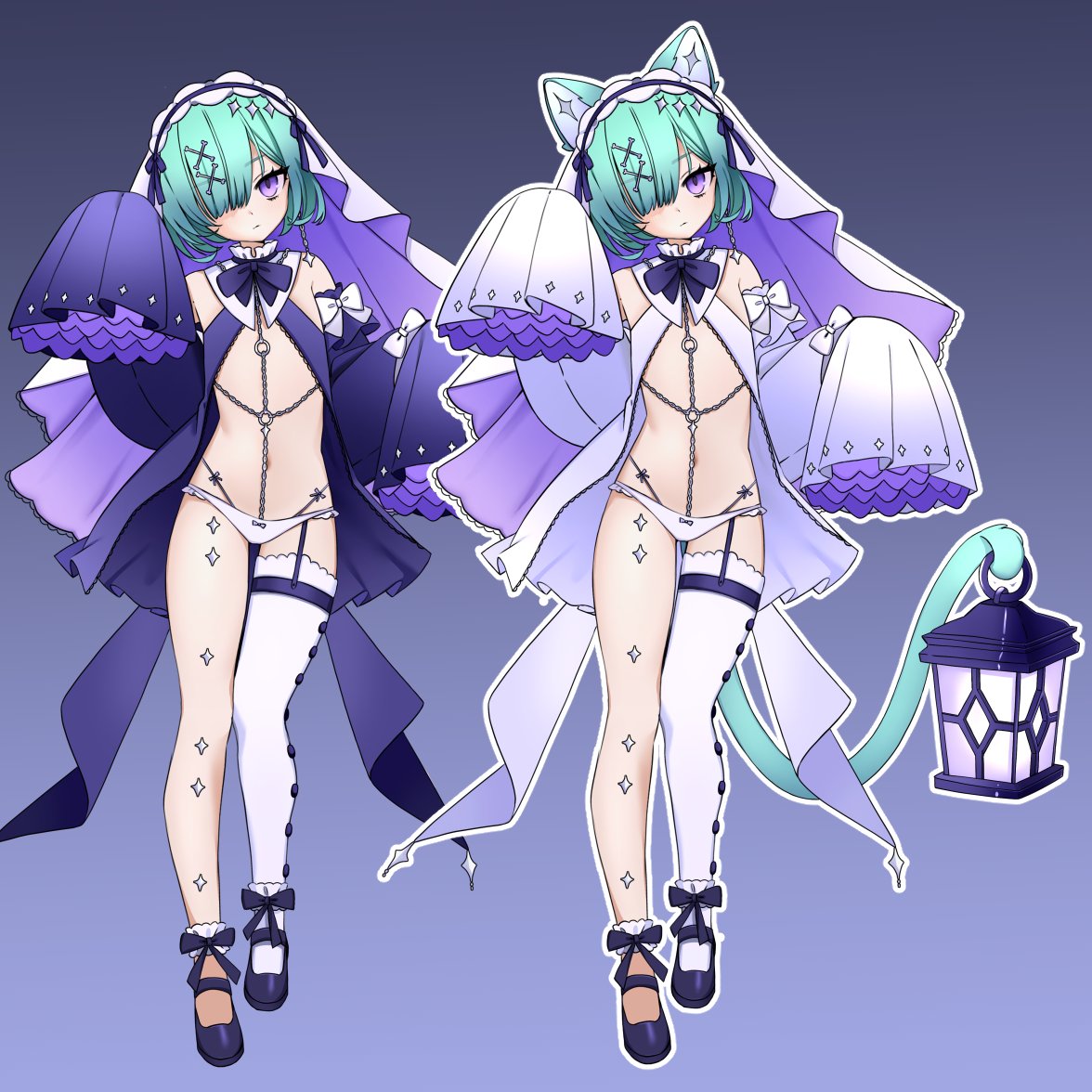 L1noll's tweet photo. ˖Ghost Veil Adopt˖💚

She comes with 2 color versions for her outfit. You can also mix and match different color parts using the PSD!
And the ears/tail/lantern are all removable if you prefer to not be a cat!

♡ and ↻ appreciated!!

✨She's available to adopt! 

#adoptable https://t.co/63ygKVVyu8