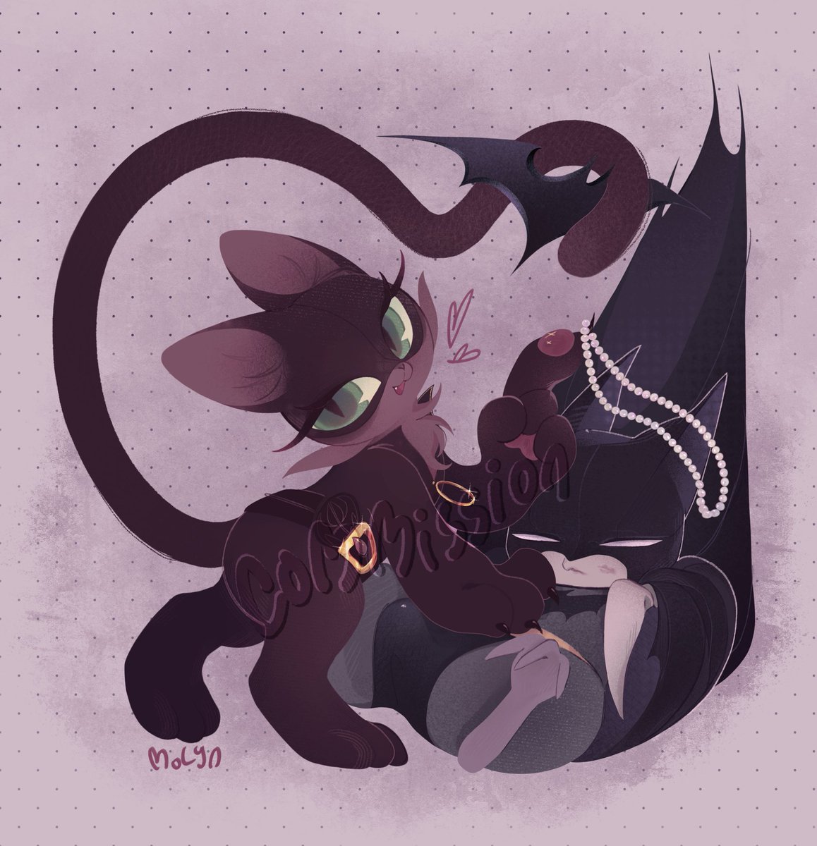 quiinncherie's tweet photo. didn’t have anything for batman day but here’s a batcat commission i got to make a little keyring. the artist is Mo Lyn (fb) https://t.co/3Ik8AgD3Z2