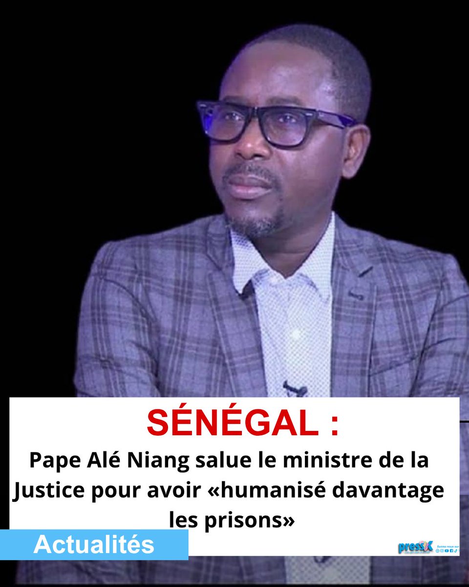 Pressafrik's tweet photo. Pape Alé Niang salue le ministre de la Justice pour avoir « humanisé davantage les prisons »

https://t.co/1O1FMVX27b

#PapeAléNiang #Sénégal #Justice #Prisons https://t.co/NdUk4NPfnz